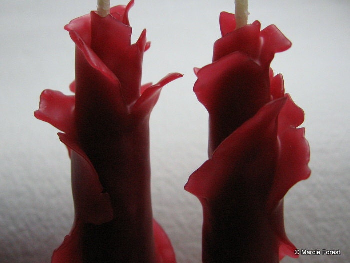 Red Rose Tapers - Mother's Day, Engagement Gift, Wedding, Home Decor - Beeswax & Roses - Unique Eco Luxury Candles by Artist Marcie Forest
