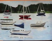 Paper goods, blank notecards, 'End of the Day' coastal, nautical,sailboats by SunnyDaysStudio