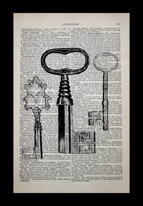 Work Like A Captain Play Like A Pirate Art Print on Vintage Dictionary Page - Buy 6 Get 2 , Price Includes Shipping