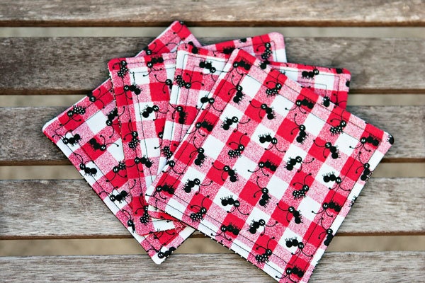 Picnic - Reversible fabric coasters