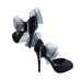 Sexy Stiletto High Heels Black Platforms with Huge Vintage Crin Bows and Rhinestones // LBD Costuming Prom //  4 1/2 Inch Heel // Size 8M //