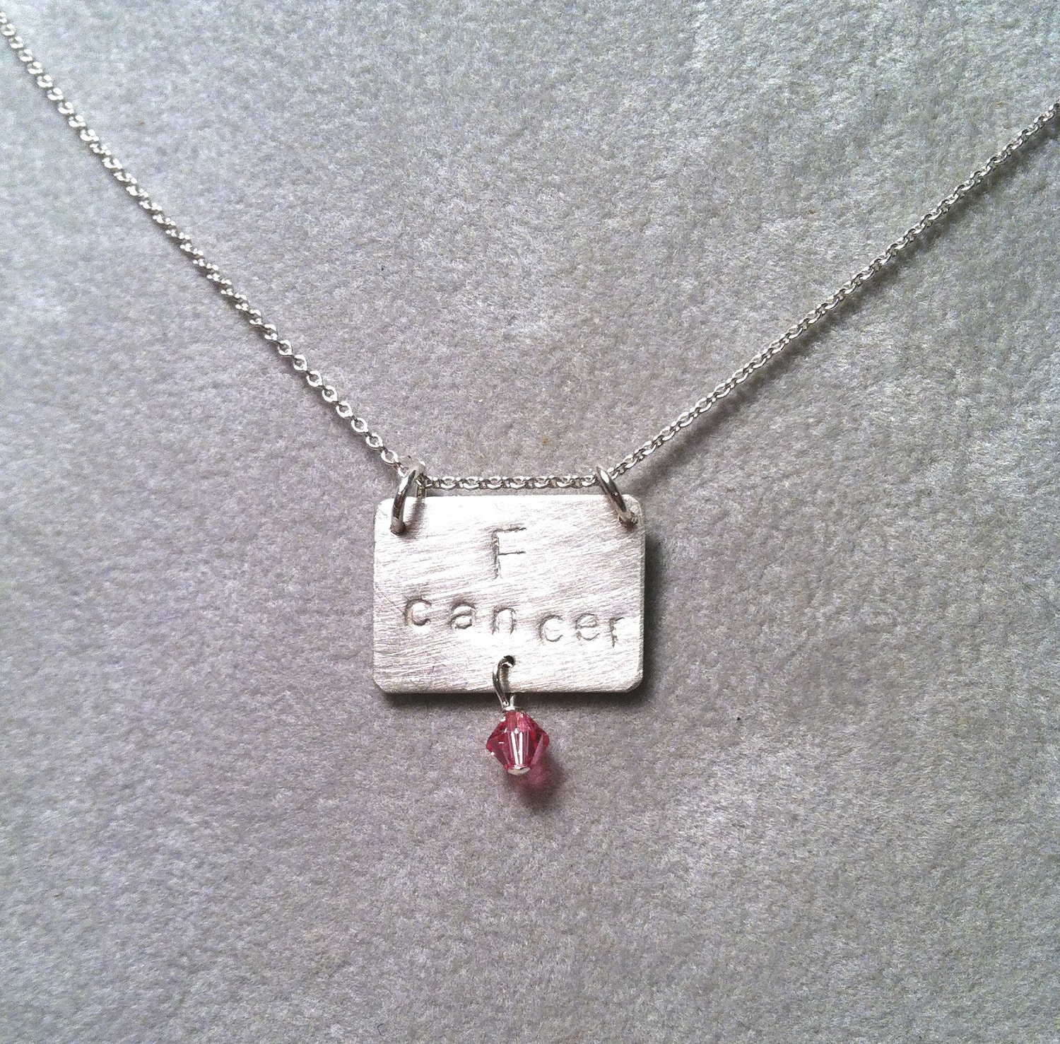 BEAT cancer pendant w/ Swarovski crystal -- sterling silver -- "F cancer" line