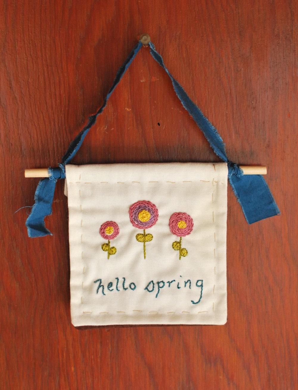 Hello Spring -- A Little Flower Wall Hanging