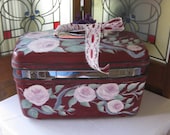 Hand Painted Vintage Samsonite Train Case Shabby Roses
