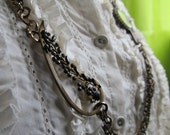 One of a Kind Antiqued Gold Vintage Broach Necklace