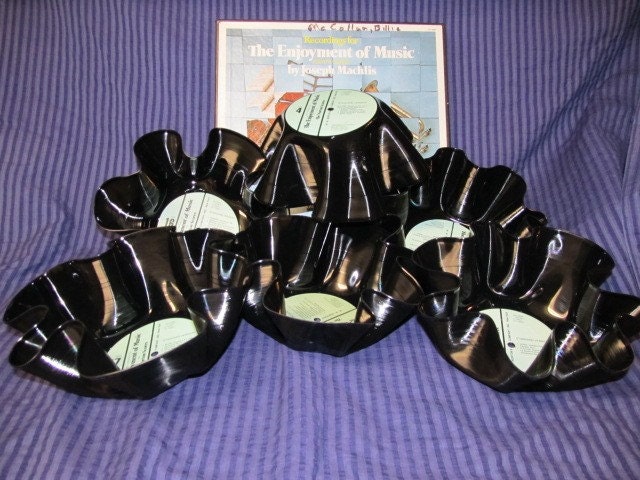 Set Of 6 Record Bowls Upcycled Art Bowls