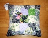 Lavender Black Patch Pillow Cushion Handmade Quilted 9 Patch Pattern Livingroom Decor Bedroom Decor Home Decor