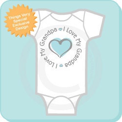 Boy's Personalized I Love My Grandpa or Grandad with Blue Heart Tee Shirt or Onesie