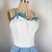 1940s 1950s Dress - TWIST OF FATE Vintage 40s 50s Blue White Designer Cotton Party Sundress and Bolero Jacket m l