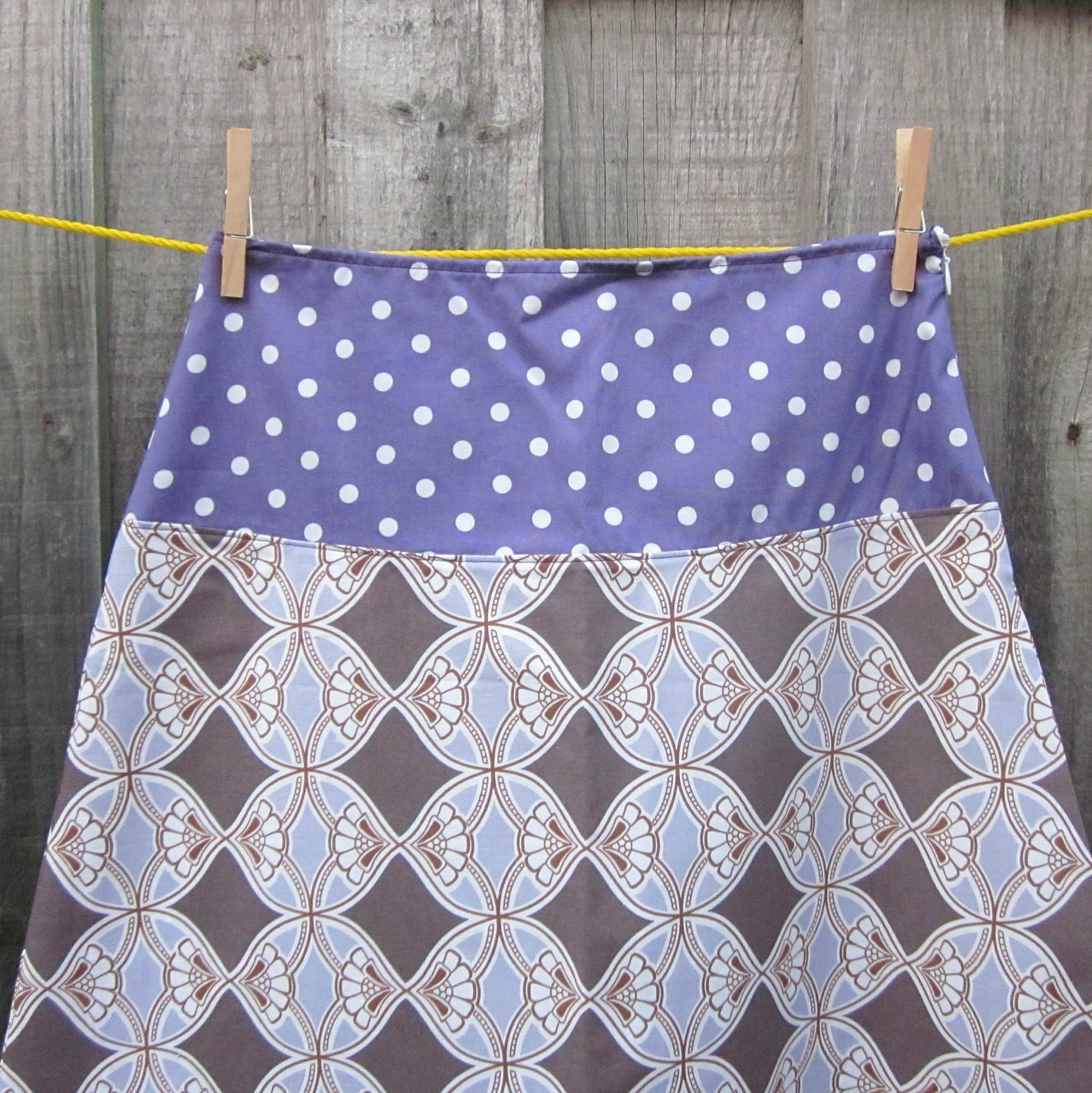 FAN-TASTIC ALine Skirt Size Extra Small XS - purple grey deco print
