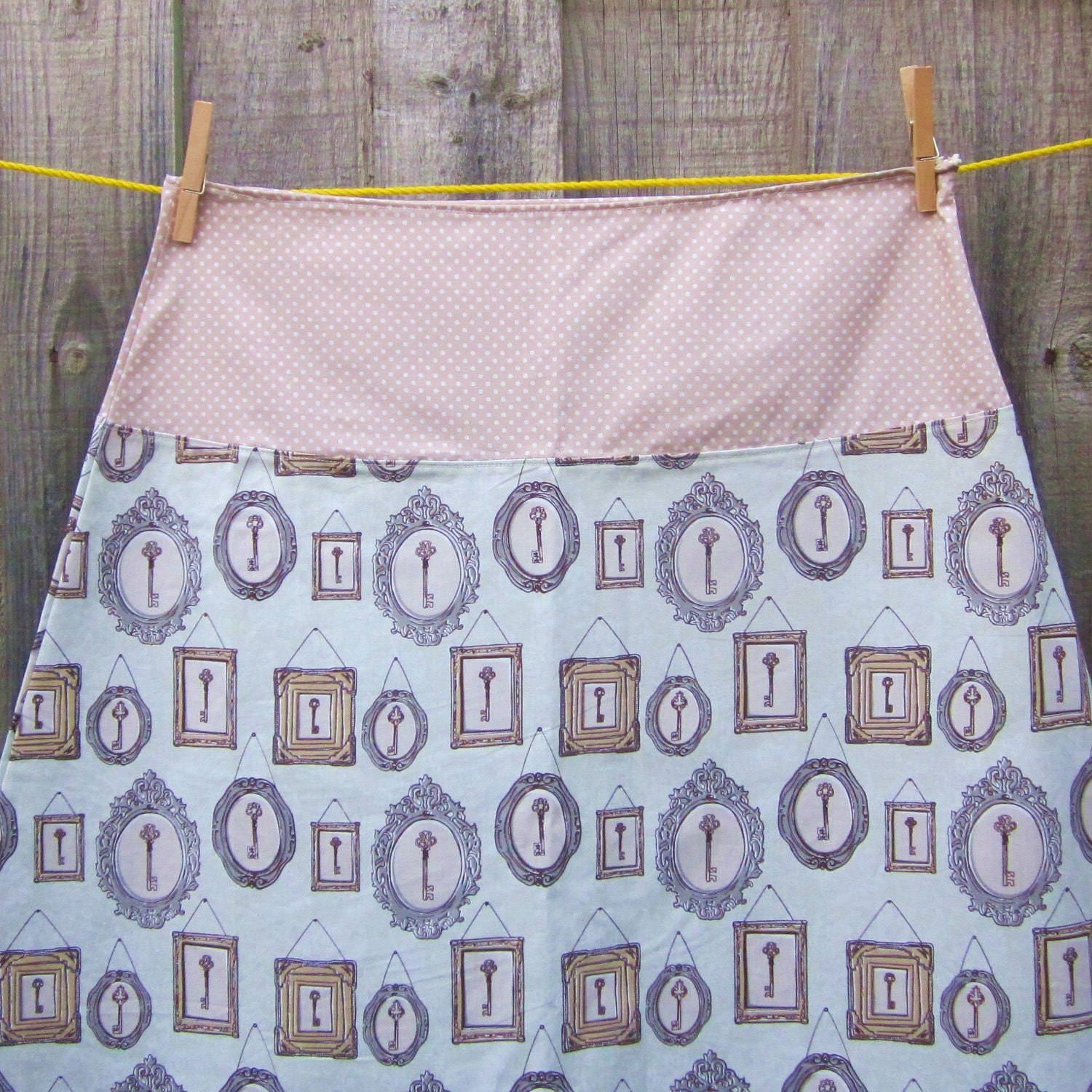 KEY to my HEART ALine Skirt - Size Medium M - framed keys