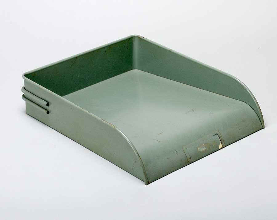 Vintage Green Industrial metal desk file in out box
