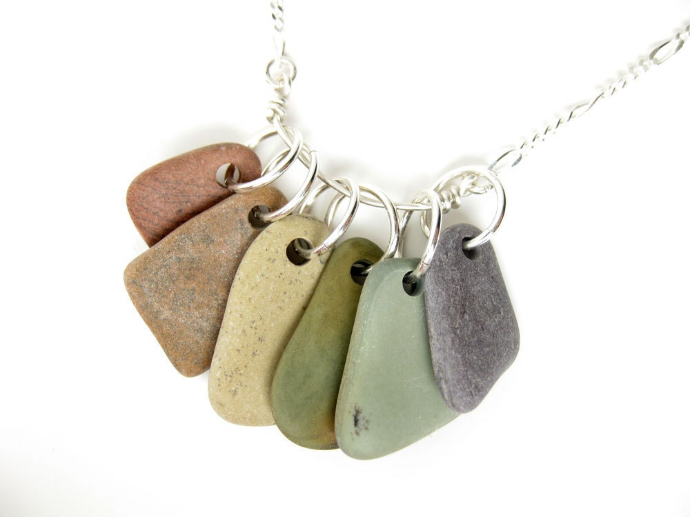 Rainbow jewelry - natural stone necklace - heirloom quality - Sterling Silver Rainbow Rocks Necklace - 486