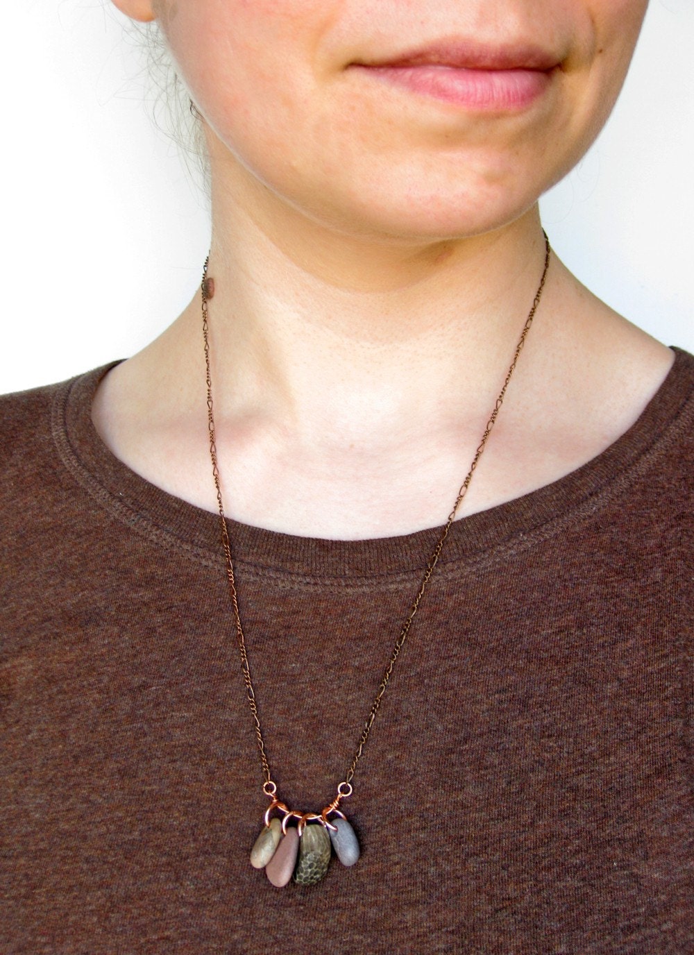 River Rocks Necklace, Gauguin - Natural stone jewelry - natural history necklace