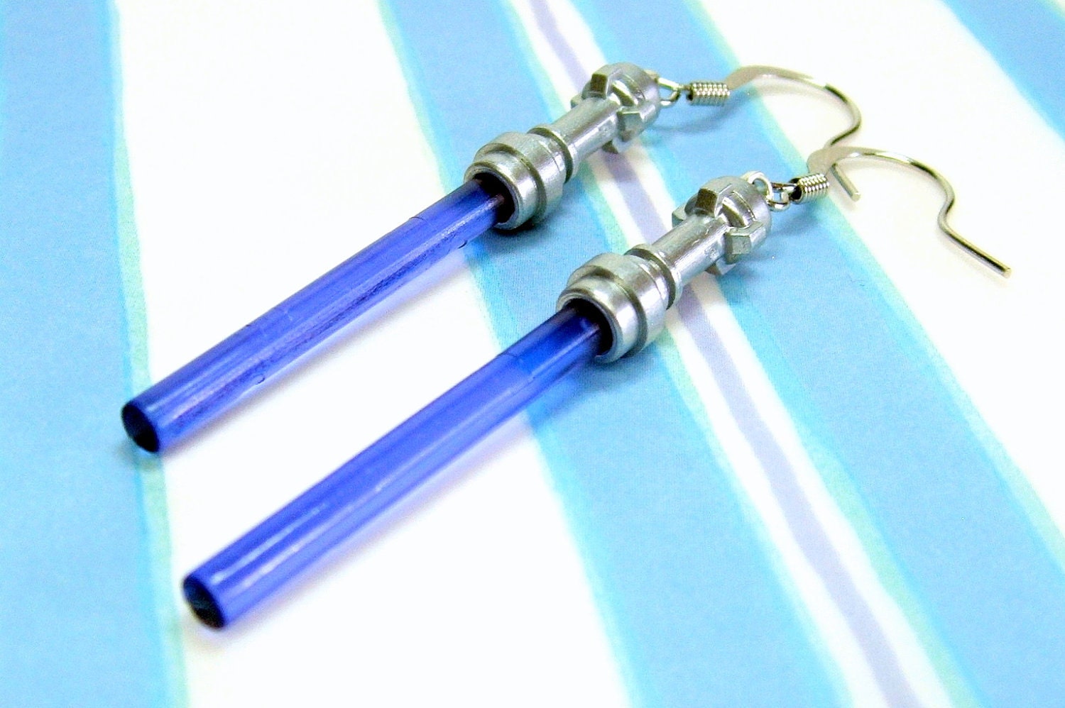 Light Saber Earrings in Dark Purple, made from Genuine Star Wars LEGO (r) Light Sabers