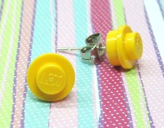 Little Yellow Earrings made from LEGO (r) Pieces