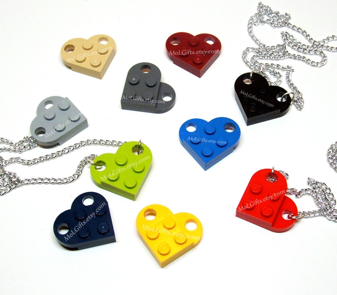 Heart Necklace - made from Genuine LEGO (r) Pieces - You Choose Color