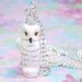 Hedwig the Owl Pendant made from White LEGO (r) Owl and Swarovski Crystal - 24 inch Lead-Free Ball Chain
