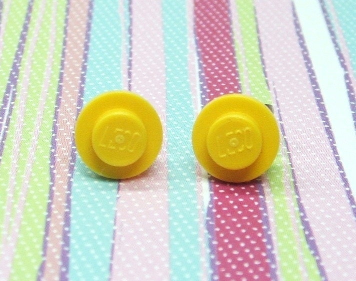 Little Yellow Earrings made from LEGO (r) Pieces