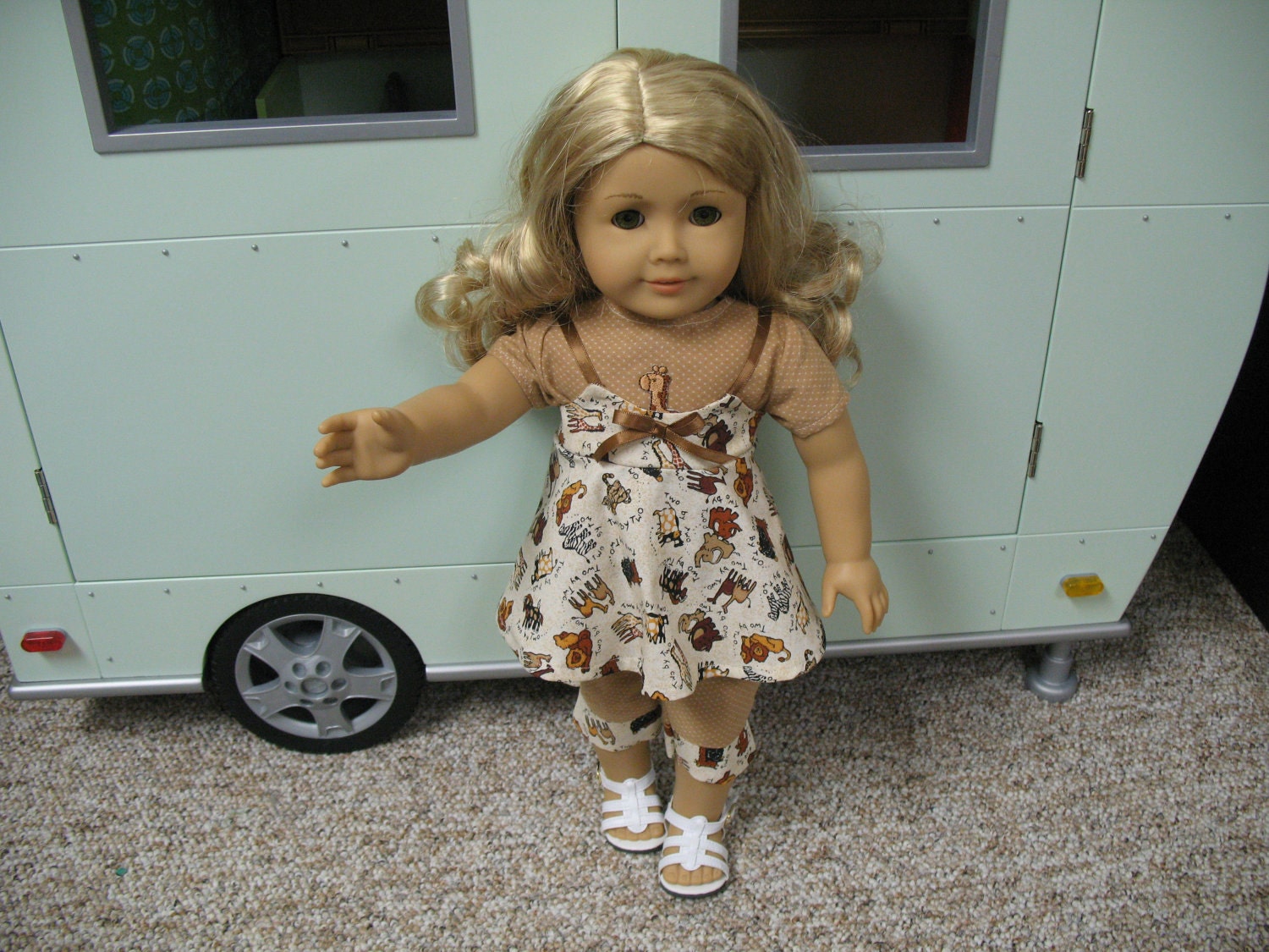 American Girl doll 3 piece play outfit - animal print fabric by Donna Cotterman
