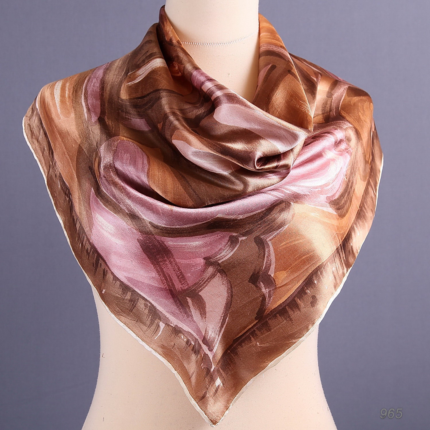 Vintage 1960s harvest mod silk scarf / hand rolled edges