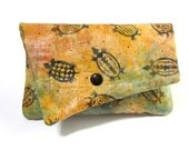 Clutch purse wallet Southwest turtle tortoise sand  beige batik