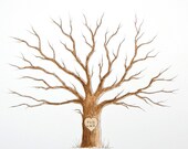 MEDIUM Wedding Tree Guest Book 20 x 16 Family Tree Customizable Original Watercolor Painting Thumbprint Tree 100 to 150 guests