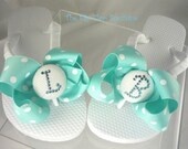 Bridal Flip Flops Wedding Rhinestone Bride Bling Bow Ribbon Something blue Bows and blue swarovski rhinestones
