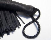 Upcycled Innertube Flogger - Double with Thin Tails and Loop - Vegan Whip Black Rubber
