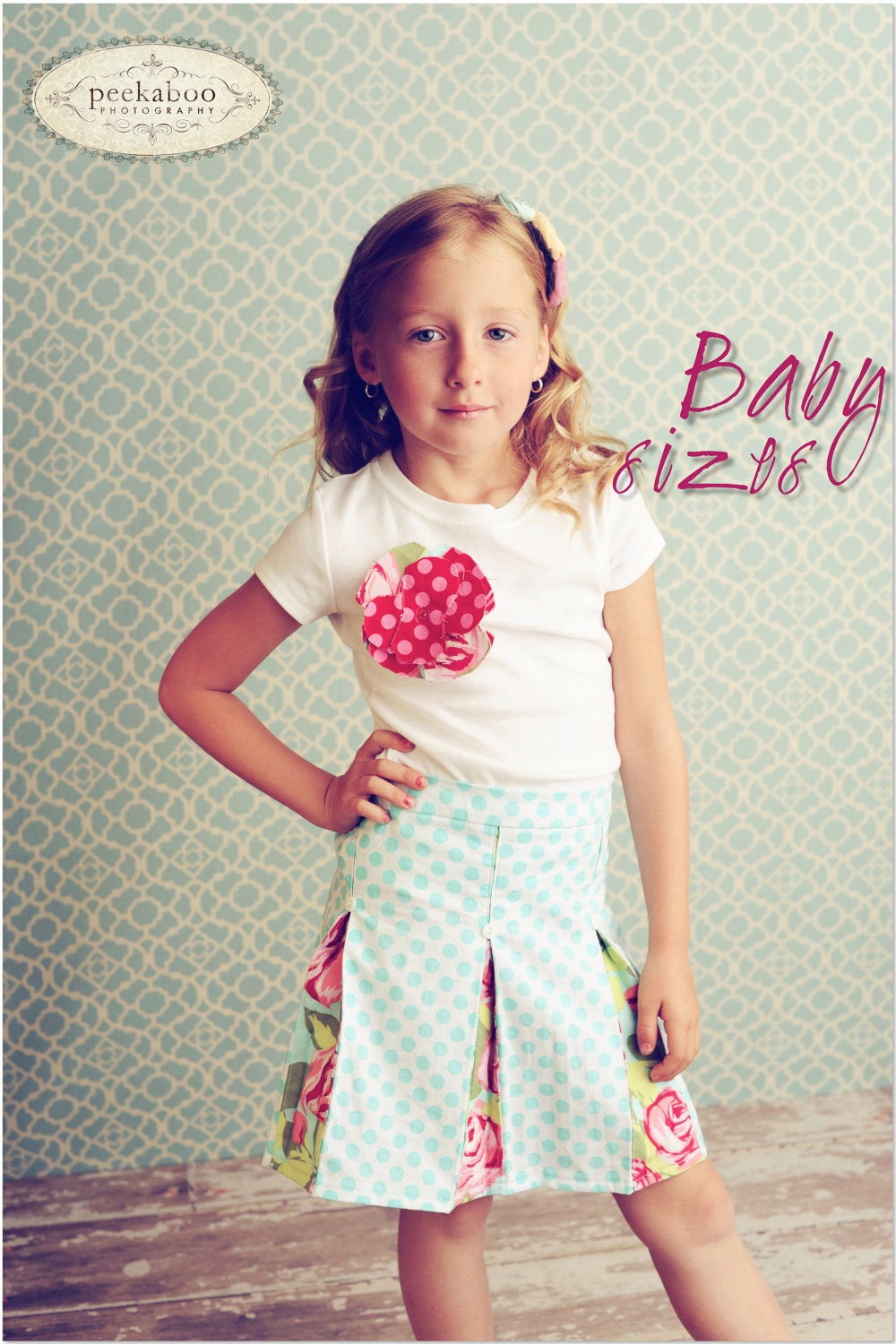 Schoolgirl Pleated Skirt PDF Pattern Tutorial, Baby Girl newborn through 18 months