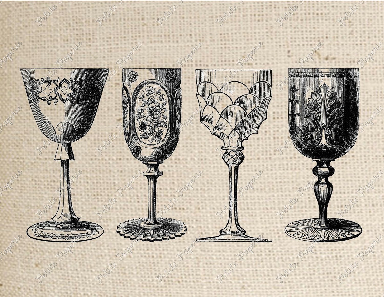 Crystal Goblet Digital Download  for Iron on Transfer Collection  A