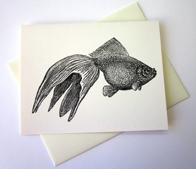Goldfish Note Cards Stationery Set of 10 Cards