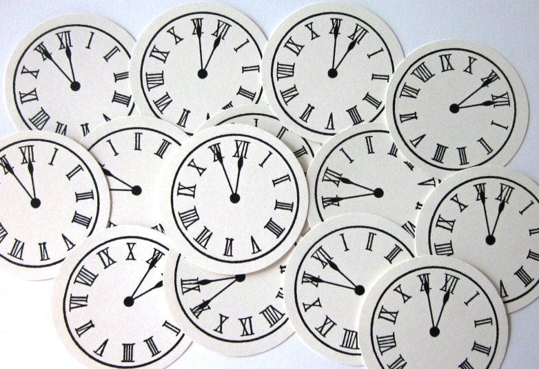 Clock Face Time Tags Round Gift Tags Set of 10