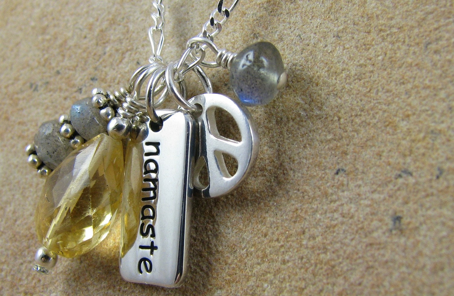 Yoga Jewelry, Namaste Charm Necklace, Chakra Jewelry