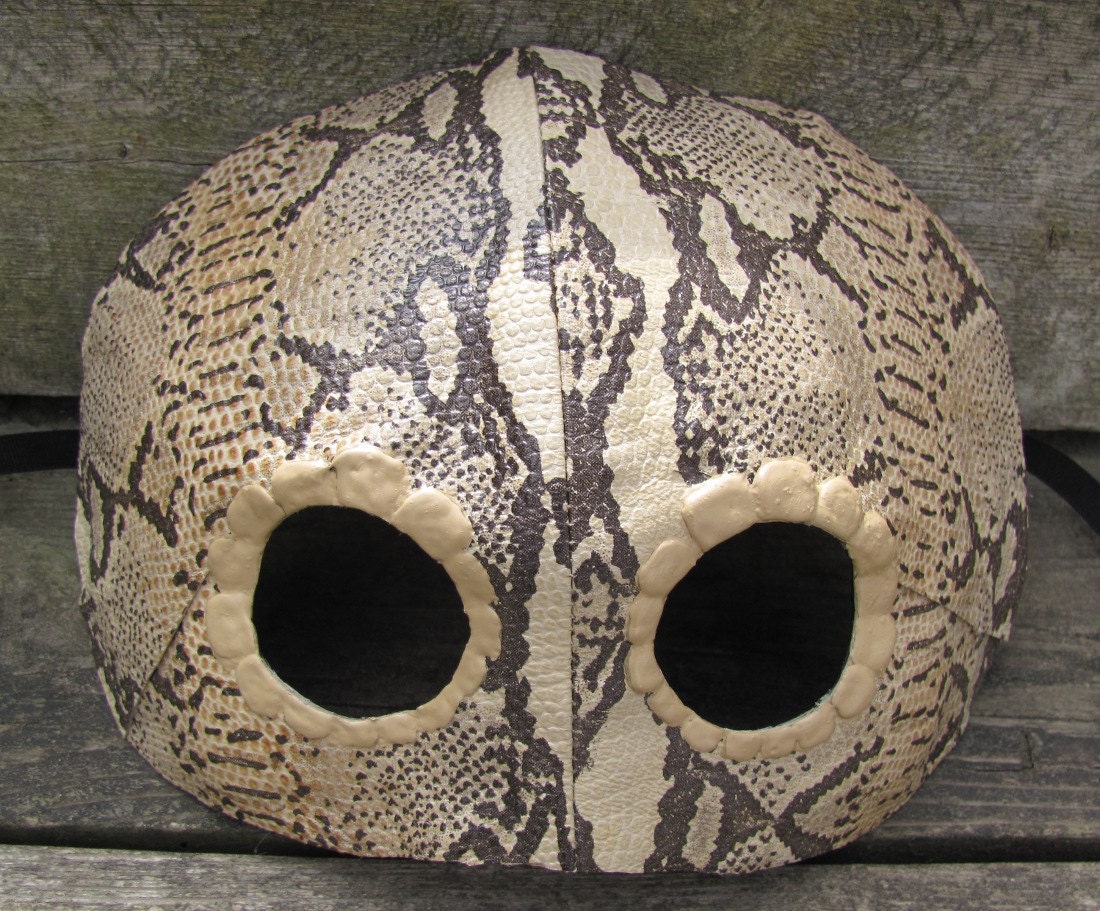 Snake masquerade mask in salvaged leather
