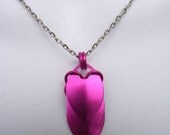 Pink Scale Drop Necklace, Aluminum Scalemail, Aluminum Chainmail
