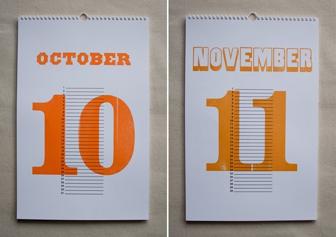Letterpress Printed Wood Type Perpetual Calendar