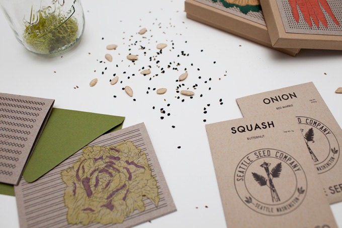 Organically Yours - Greeting Cards and Seed Packets - Boxed Set of 5