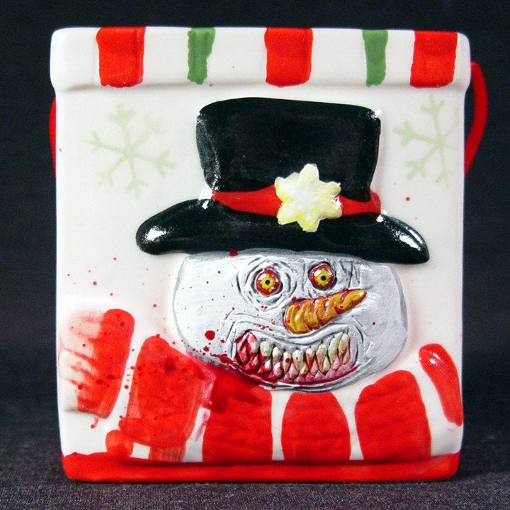 SALE SALE SALE 10.00 DOLLARS OFF EVIL Holiday Christmas Ceramic Box SNOWMAN FROM HELL