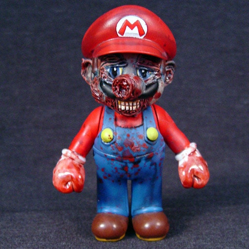 Zombie Mario OOAK nintendo Figure Arms Move