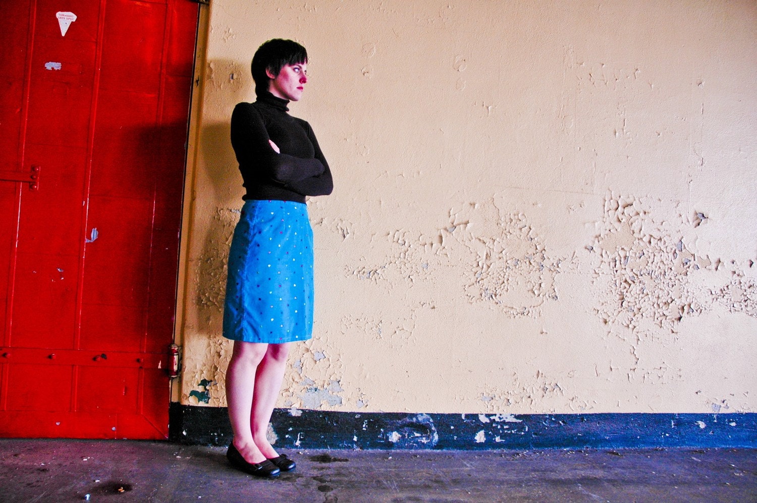 Haute couture Custom Order Skirt Vintage Inspired 1960s by Tracy McElfresh "Dancing on Rainbow Hearts"
