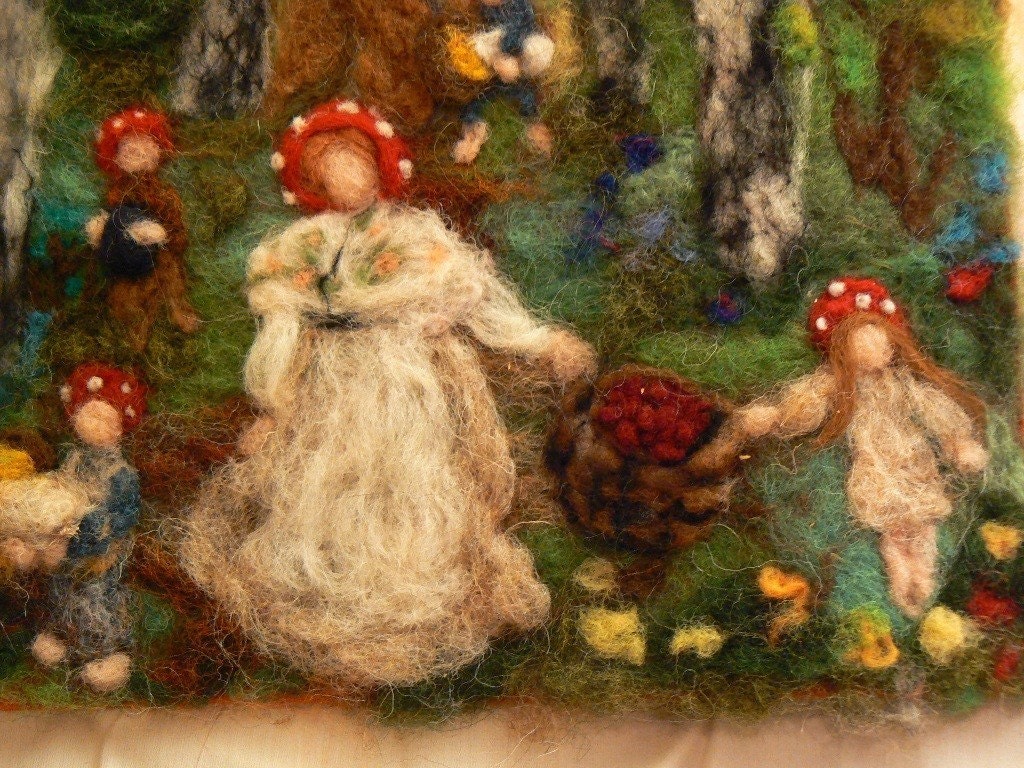 Waldorf Photo Print  of my original  Needle felted wool painting - Elsa Beskow and Waldorf Inspired-needle felt by Daria Lvovsky
