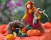 Needle Felted Doll Waldorf Harvest maidenWool Doll-Autumn- standing doll-soft sculpture-Made to custom orders-needle felt by Daria Lvovsky