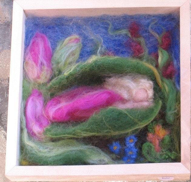 Needle Felted Waldorf inspired Wool picture-Dreamland--needle felt by Daria Lvovsky-