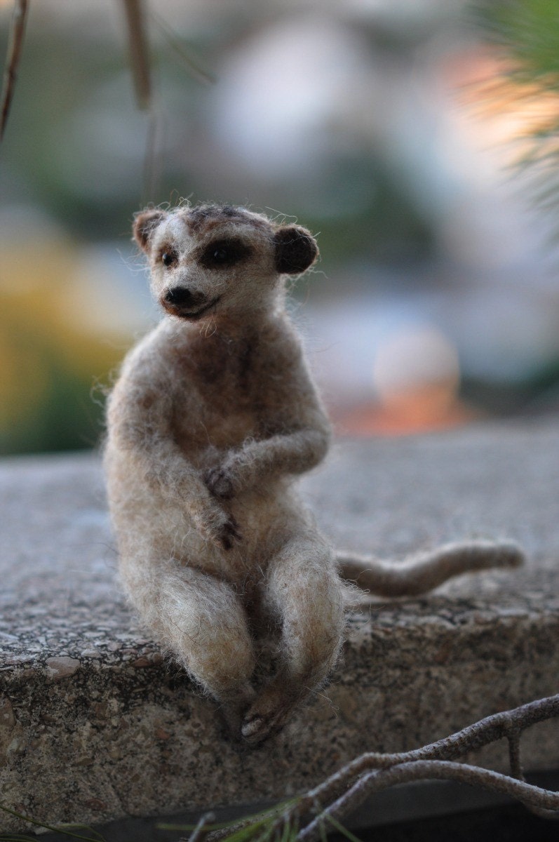 Needle Felted Animals- Slender-Tailed Meerkat-Suricate-Made for custom orders
