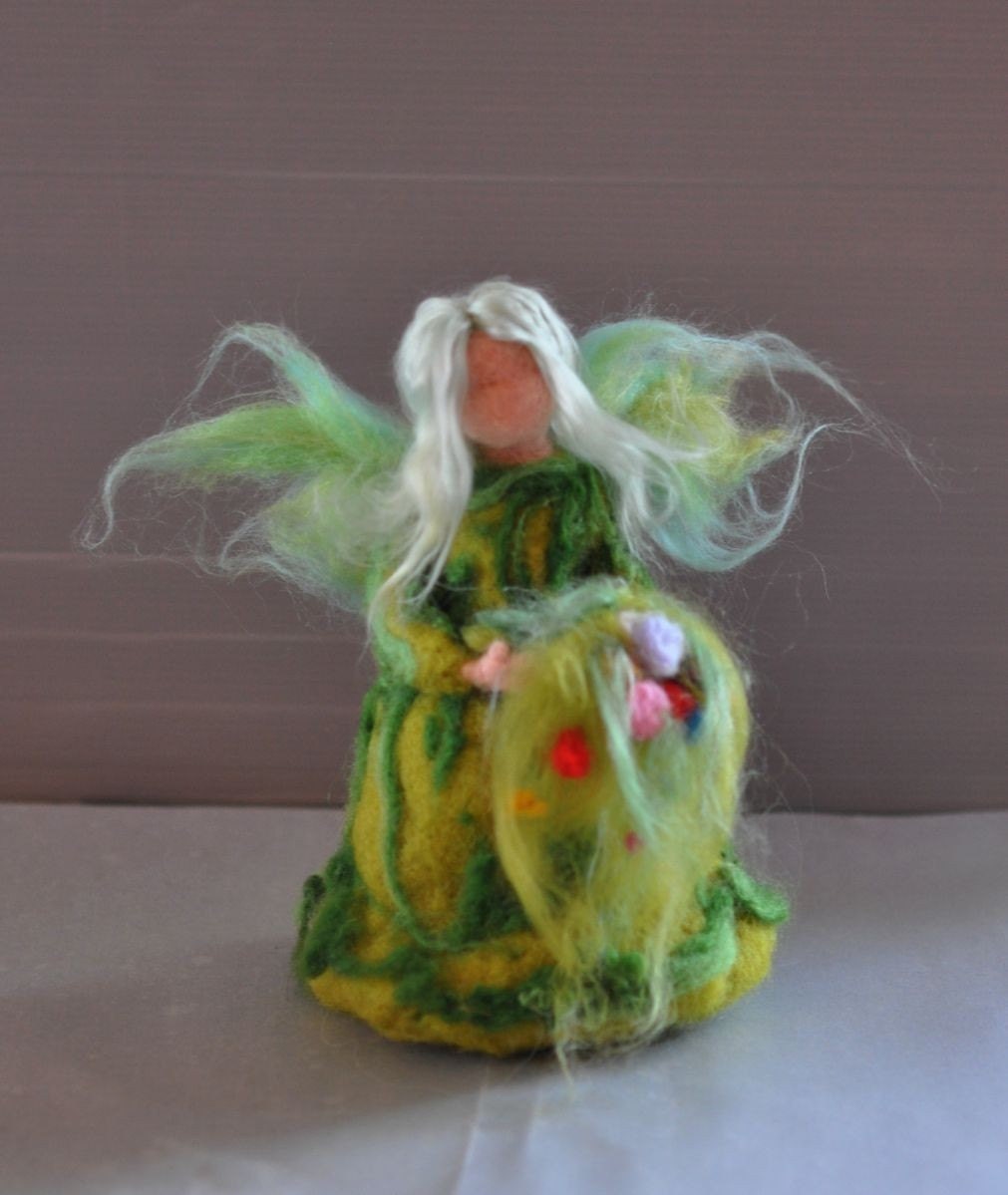 Needle Felted Wool Garden Fairy-soft sculpture-Waldorf inspired standing doll--needle felt by Daria Lvovsky
