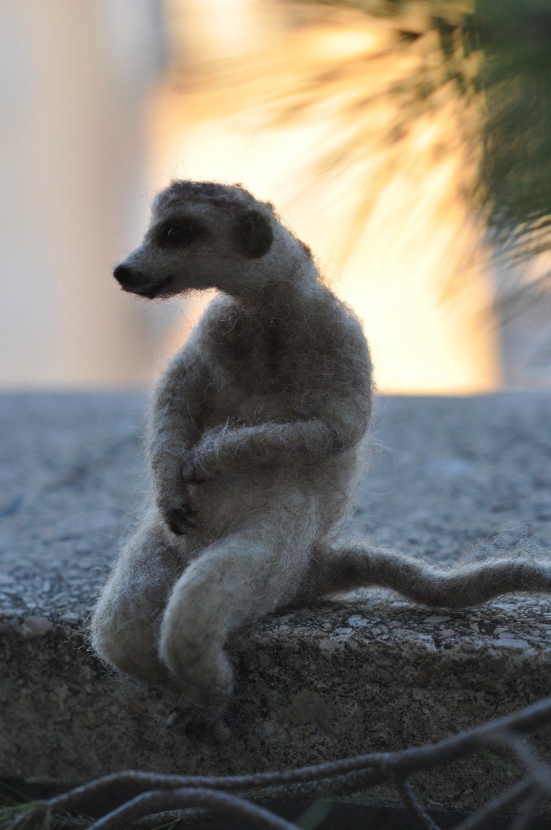 Needle Felted Animals- Slender-Tailed Meerkat-Suricate-Made for custom orders