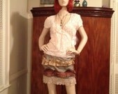 Vintage Olive Mini Skirt with Ruffle Detail