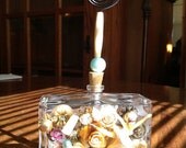 Ballerina Bejeweled Letter/Postcard Holder, 6.75" x 3.75" x 2.5", Repurposed Perfume Bottle