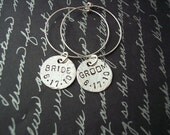 Custom WEDDING wine charms for the BRIDE and GROOM with personalized date sterling silver